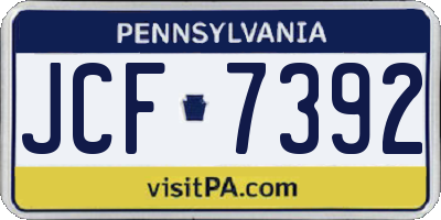 PA license plate JCF7392