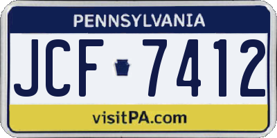 PA license plate JCF7412