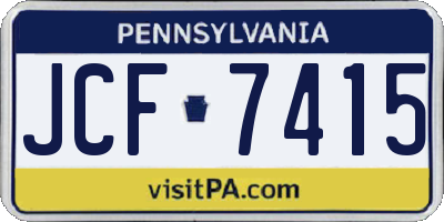 PA license plate JCF7415