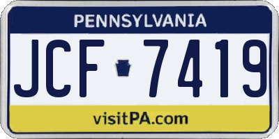 PA license plate JCF7419