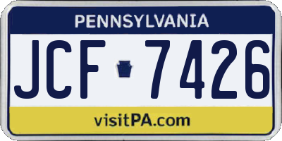 PA license plate JCF7426