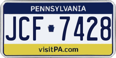 PA license plate JCF7428