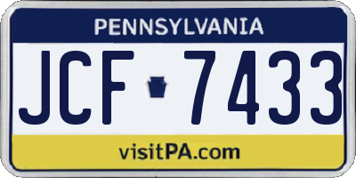PA license plate JCF7433