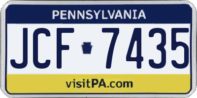PA license plate JCF7435