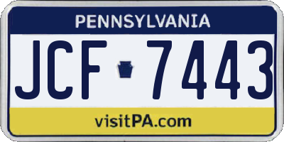 PA license plate JCF7443
