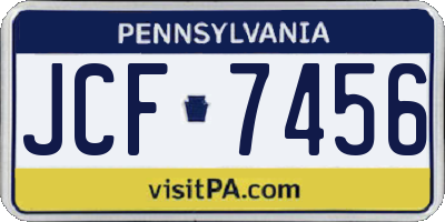PA license plate JCF7456