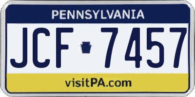 PA license plate JCF7457