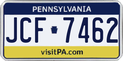 PA license plate JCF7462