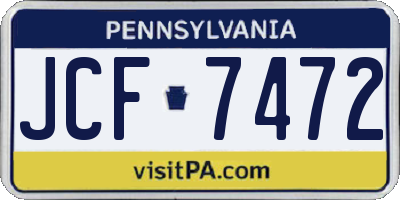 PA license plate JCF7472