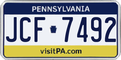 PA license plate JCF7492