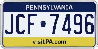 PA license plate JCF7496