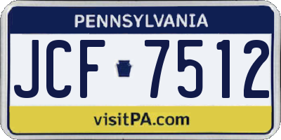 PA license plate JCF7512