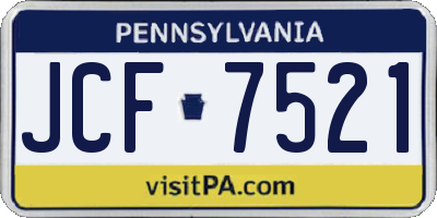 PA license plate JCF7521