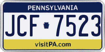 PA license plate JCF7523