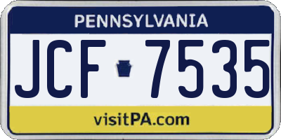 PA license plate JCF7535