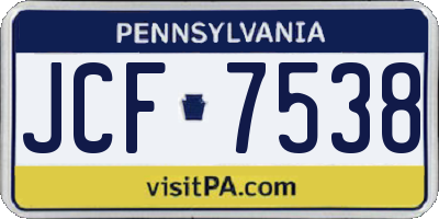 PA license plate JCF7538