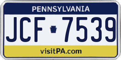 PA license plate JCF7539