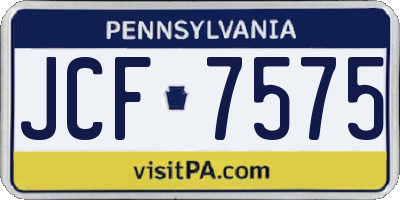 PA license plate JCF7575