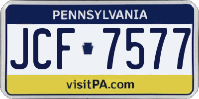 PA license plate JCF7577