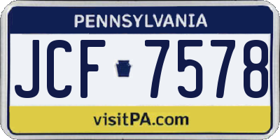 PA license plate JCF7578