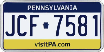 PA license plate JCF7581