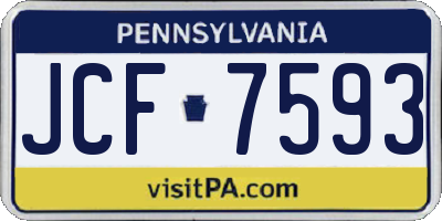 PA license plate JCF7593