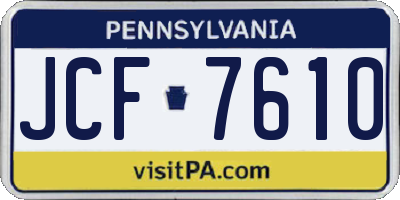 PA license plate JCF7610