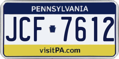 PA license plate JCF7612