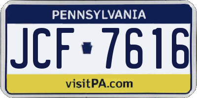 PA license plate JCF7616