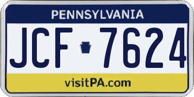 PA license plate JCF7624