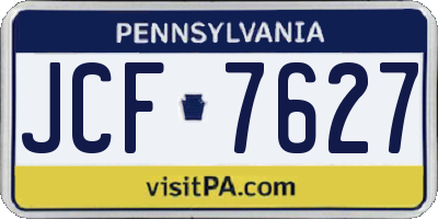 PA license plate JCF7627