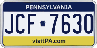 PA license plate JCF7630