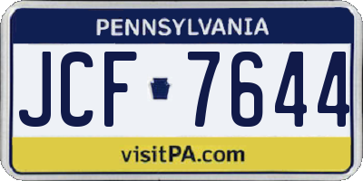 PA license plate JCF7644