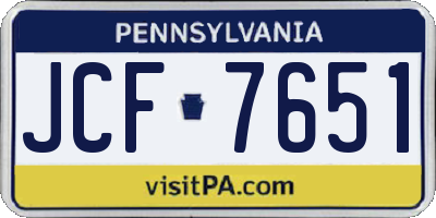 PA license plate JCF7651