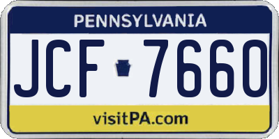PA license plate JCF7660