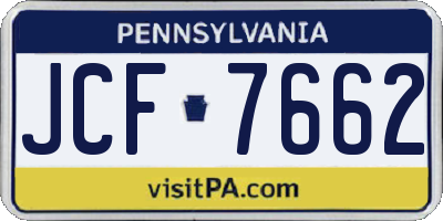 PA license plate JCF7662