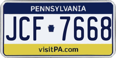 PA license plate JCF7668