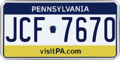 PA license plate JCF7670