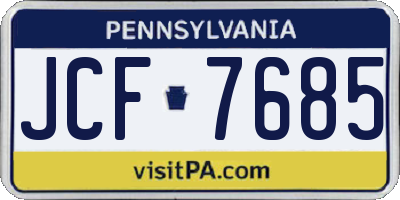PA license plate JCF7685