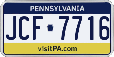 PA license plate JCF7716