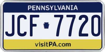 PA license plate JCF7720