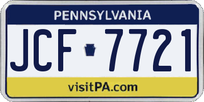 PA license plate JCF7721