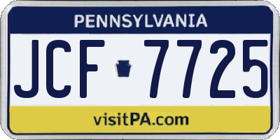 PA license plate JCF7725