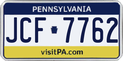 PA license plate JCF7762