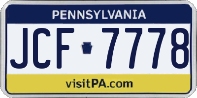 PA license plate JCF7778