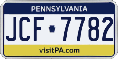 PA license plate JCF7782