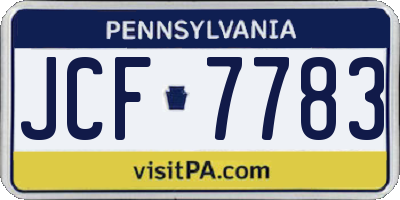 PA license plate JCF7783