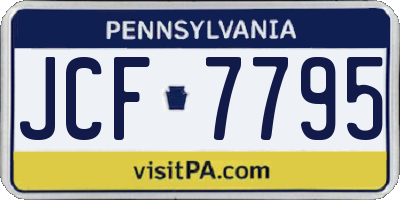 PA license plate JCF7795