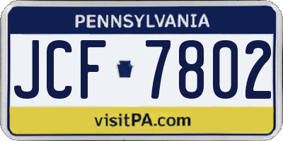 PA license plate JCF7802