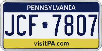 PA license plate JCF7807